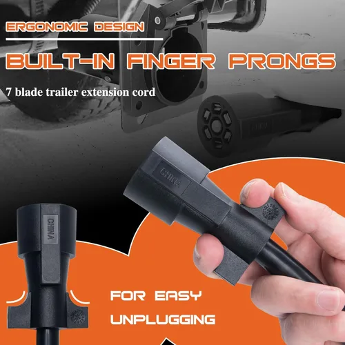Vista 5 de Extensión de remolque de 7 pines (4 pies) - Extensión de enchufe de remolque de 7 vías - Extensión de enchufe de remolque de 7 cuchillas