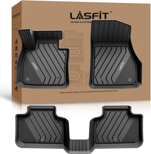 Vista 33 de LASFIT - Tapetes de suelo y maletero de auto, ajuste personalizado, de TPE, para todo tipo de clima, impermeable, juego completo, negros