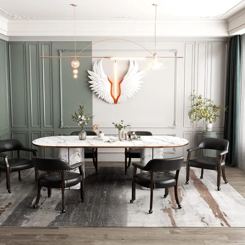 Vista 113 de Silla de comedor con ruedas, sillas de capitán con rodillos, juegos de dinette, sillas de póquer con ruedas, mesa de cocina, sillas rodantes, silla