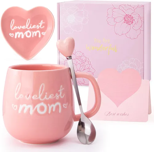 Regalos para el día de la madre para mamá de hija hijo, regalos de cumpleaños para mamás – Taza de café para el día de la madre – Juego de regalo de