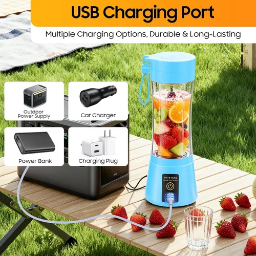 Vista 8 de Cordless Blender for Smoothies & Shakes - BPA-Free Small Travel Size Cup, Mini Personal Blender for Protein with USB Rechargeable Battery, Easy to