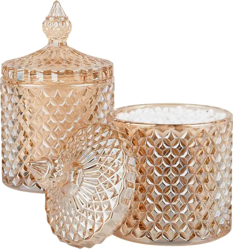 Paquete de 2 Portacotonetes Frascos de Boticario de Vidrio Grueso con Tapa para Decoración de Baño Organizador de Almacenamiento para Hisopos de