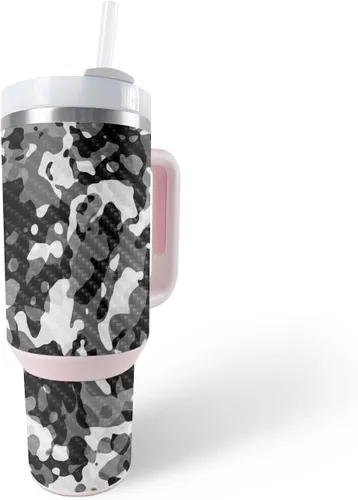 Vista 29 de MightySkins - Funda de fibra de carbono compatible con vaso Stanley The Quencher H2.0 FlowState de 40 onzas, bandana Acabado de fibra de carbono