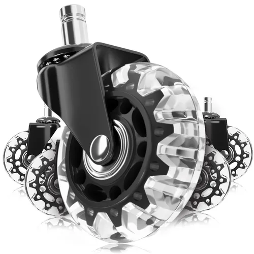 Vista 7 de Ruedas de silla de oficina de repuesto, negras, de alta resistencia, para alfombras y pisos de madera dura, juego de 5 unidades, ajuste universal