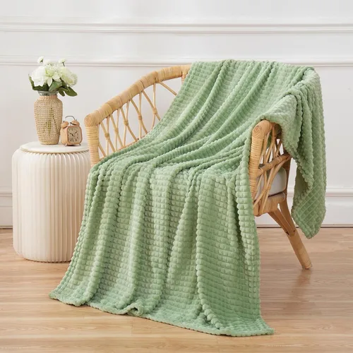 Vista 33 de Puncuntex - Manta de franela y vellón, supersuave, mullida y acogedora, con diseño de cuadrícula cuadrada, de lujo, para sofá, sillón, silla