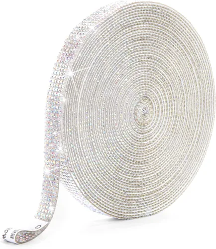 Vista 15 de GREAT&LUCKY Cinta autoadhesiva de diamantes de imitación de 9 yardas, rollo de cinta de diamantes de imitación para manualidades, teléfono y Champán
