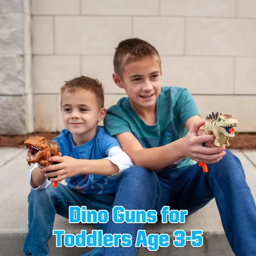 Vista 5 de Paquete de 2 pistolas de dinosaurios para niños pequeños de 3, 4, 5, 6, 7 años, regalos de cumpleaños, San Valentín, Pascua, Navidad, relleno