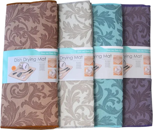 Vista 7 de Tapete de microfibra para secado de platos, 3 unidades, 20 x 15 pulgadas, grande, ultra absorbente y de secado rápido para encimera de cocina