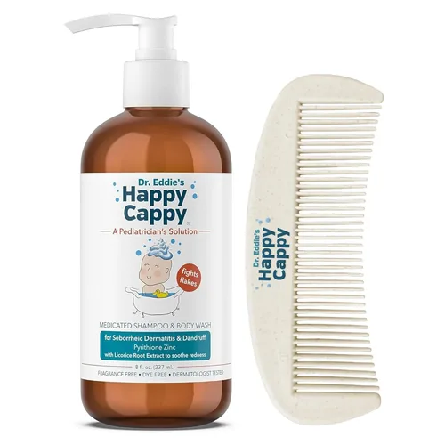 Vista 8 de Happy Cappy Champú y Jabón Corporal Medicado del Dr. Eddie – Champú para la Caspa del Bebé, Ayuda con la Costra Láctea y la Dermatitis Seborreica