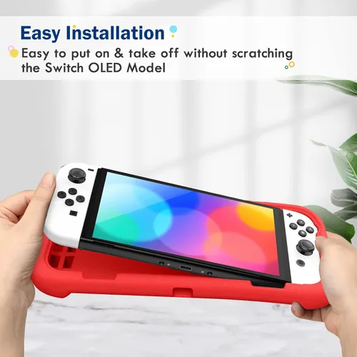 Vista 8 de Fintie Kids Case for Nintendo Switch OLED Model 2021 with Game Card Slots - [Kids Friendly] Ultralight Shockproof Protective Cover, Ergonomic Grip