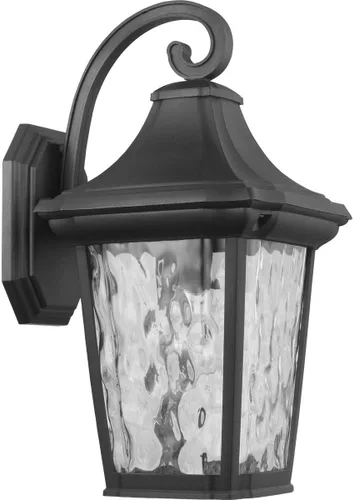 Vista 9 de Progress Lighting Marquette Collection - Farol tradicional de pared mediana para exteriores, cristal transparente, con textura de color negro