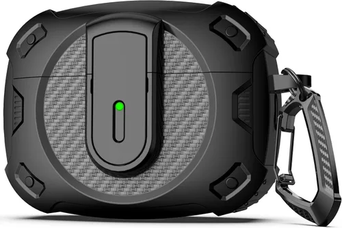 Vista 15 de RFUNGUANGO Funda para AirPod de 2ª generación con kit de limpieza, armadura protectora de carcasa dura militar con bloqueo para funda de carga