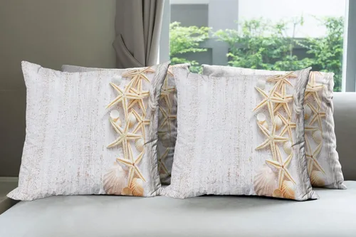 Vista 61 de Ambesonne Paquete de 4 fundas de cojín navideñas con cinta, ilustración de imagen de deseos navideños, impresión digital moderna de doble cara, 16