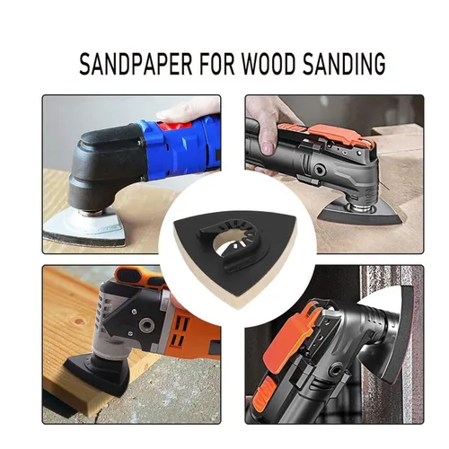 Vista 3 de Almohadilla de pulido de fieltro triangular de lana con base de acero de aleación para herramienta oscilante