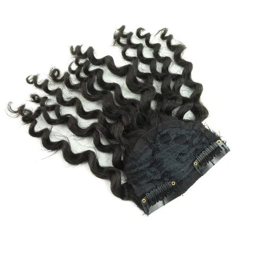 Vista 5 de Extensiones de cabello rizado Jerry de 8 pulgadas, 0.81 oz, Afro esponjoso, clip en la parte superior, 100% cabello humano, piezas de cabello con 1#