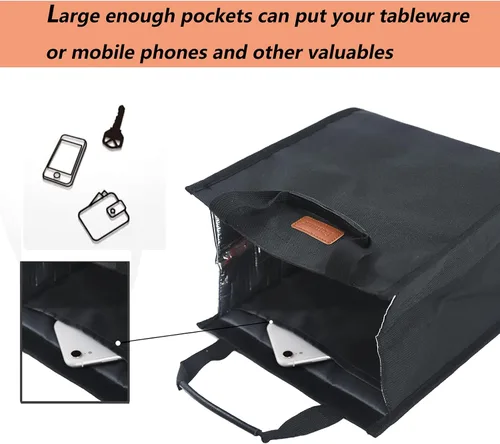 Vista 6 de Bolsas de almuerzo para mujer, aisladas, reutilizables, con bolsillo interno, bolsa de almuerzo para adultos para el trabajo