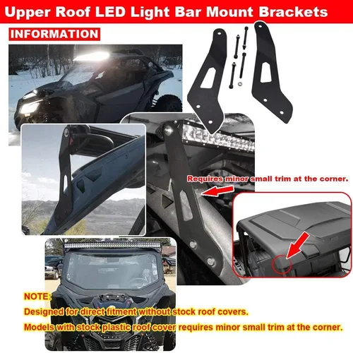 Vista 4 de Compatible con soportes de montaje de parabrisas de techo superior de barra de luz LED de 50 pulgadas para Can-am Maverick X3 2017 2018 2019 2020