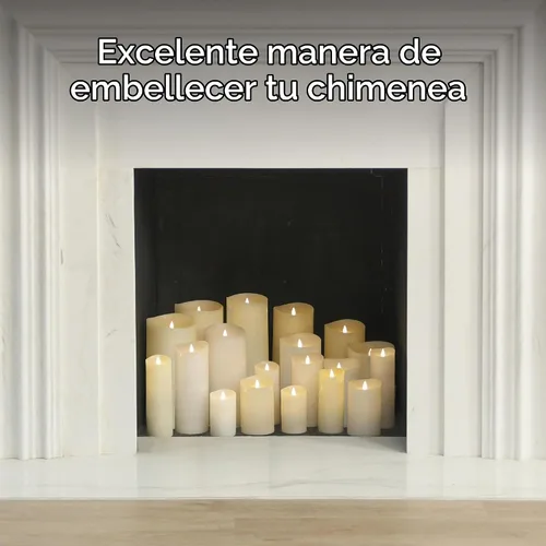 Vista 7 de Juego de velas sin llama Softflame - 5,7 cm x 10,7 cm, blanco, set de 2 - Vela de pilar con llama parpadeante y en movimiento, incluye control