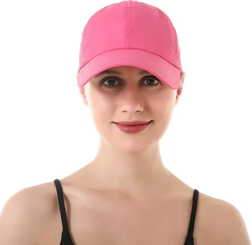 Vista 5 de Koreshion Gorra de béisbol ajustable para mujer, diseño de moño desordenado, de secado rápido