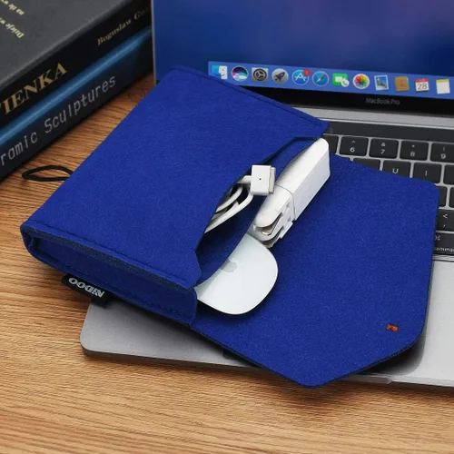 Vista 5 de NIDOO Bolsa de almacenamiento portátil de fieltro, accesorios electrónicos Funda protectora para MacBook adaptador de corriente, mouse, teléfono