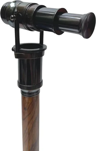 Vista 6 de Medieval Replicas Bastón de caminar con telescopio mango de latón plegable náutico bastón de madera ideal unisex