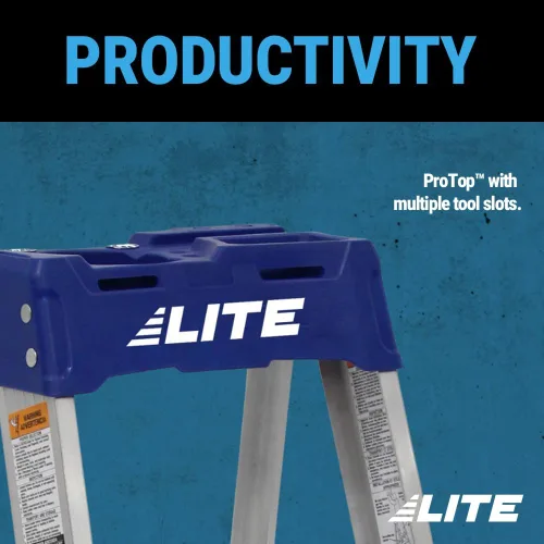 Vista 4 de LITE Escalera de aluminio de 4 pies con bandeja de herramientas, capacidad de carga de 250 libras, tipo I, LP-2111-04