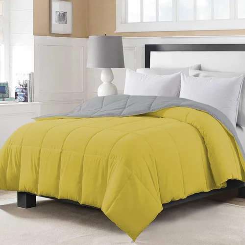 Vista 14 de Edredón reversible de microfibra suave de 200 GSM, color beige, tamaño individual (68 x 88) pulgadas