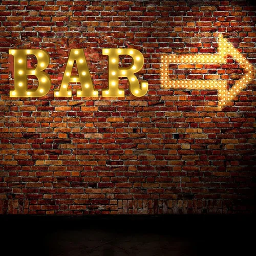 Vista 2 de Rdutuok Luces LED de marquesina, letrero de barra iluminado, lámpara de letras para bar, bar, funciona con pilas, para boda, fiesta de cumpleaños