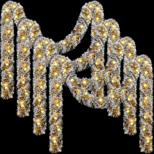 Vista 27 de Ceenna 4 guirnaldas de oropel de Navidad de 32.8 pies con 100 luces LED de 32.8 pies para colgar en la pared, árbol de Navidad, decoración