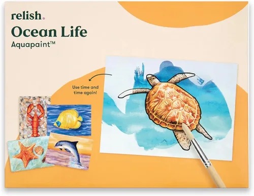 Relish - Actividades Aquapaints para personas mayores - Paquete de 5 juguetes reutilizables para pintar al agua, vida oceánica, productos calmantes