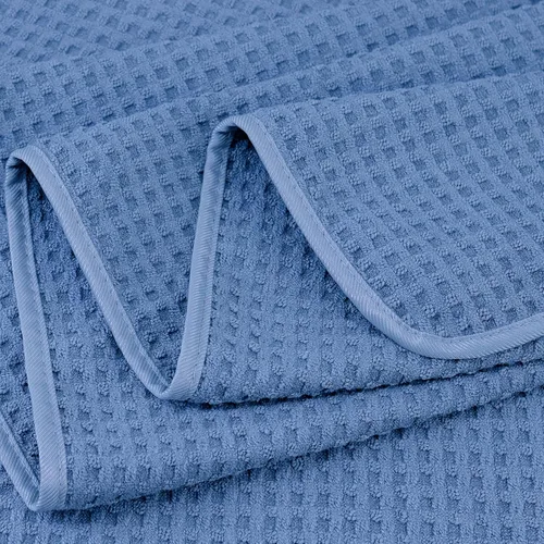 Vista 3 de POLYTE Toalla de baño de microfibra de secado rápido sin pelusas, 60 x 30 pulgadas, juego de 2 (azul, tejido de gofre)