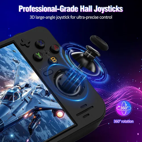 Vista 3 de RF40H Consola de juegos portátil, consola de juegos retro de 4.0 pulgadas precargada de más de 20,000 juegos clásicos, sistema Linux de código Negro