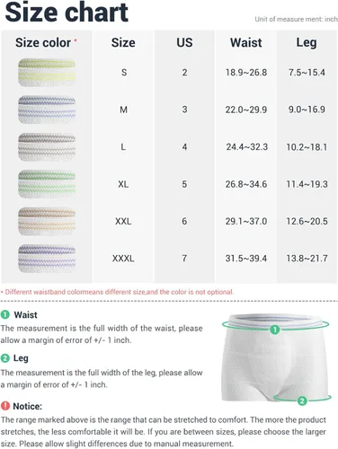 Vista 2 de Ropa interior de malla posparto, 20 unidades, desechables, para cuidadores, unisex, para maternidad o incontinencia, elásticos, ligeros, talla L