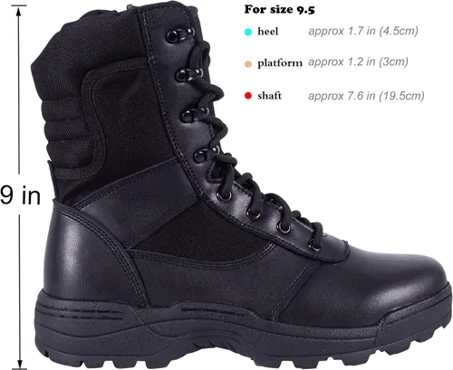 Vista 2 de RIELD Botas de trabajo tácticas militares para hombre, con cremallera lateral, botas de combate del ejército de la selva, 12