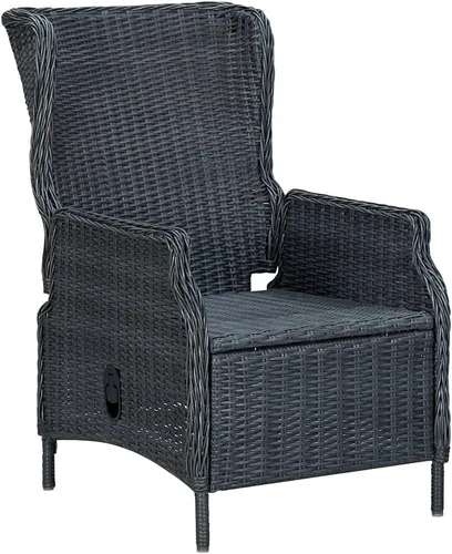 Vista 4 de Ensemble de salle à manger extérieur 9 piezas gris foncé, mesa rectangular et 6 chaises avec primos, résistant aux intempéries pour jardín, terraza