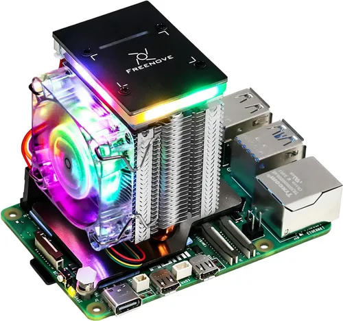 Freenove Enfriador activo para Raspberry Pi 5, enfriador de torre de ventilador, disipador de calor de aluminio con tubo de calor, ventilador de 1