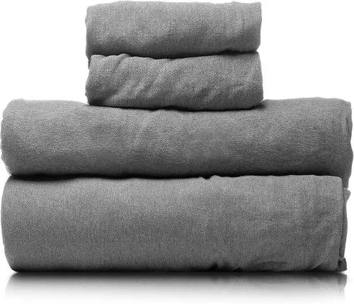 Vista 8 de Linteum Textile - Juego de sábanas de punto de jersey liso (negro, individual), 100% algodón, sábanas de camiseta, juego de ropa de cama para todas