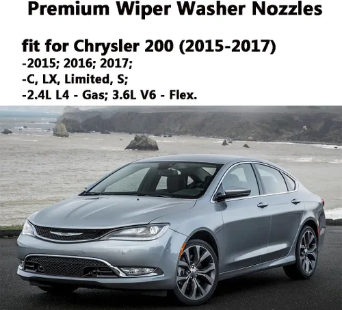 Vista 4 de 68081370AB Boquillas de Lavaparabrisas Premium Compatible con Dodge Dart 2013-2016 Chrysler 200 (2015-2017), Boquilla de Chorro de Líquido