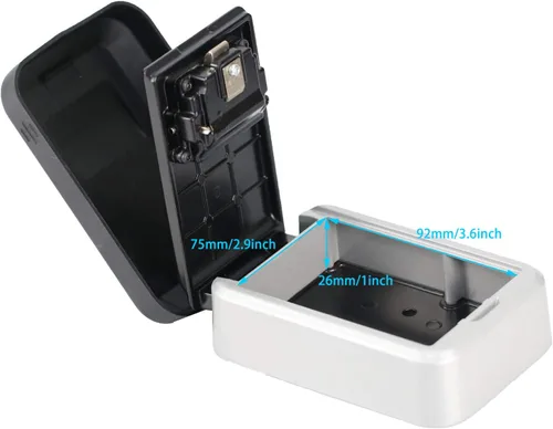 Vista 3 de Caja de bloqueo de llave con combinación de 4 dígitos para llave de casa, montada en la pared, resistente a la intemperie, código reiniciable, caja
