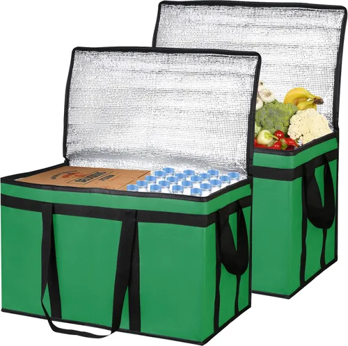 Vista 13 de Bodaon Paquete de 2 bolsas aisladas para entrega de alimentos, XXXL para compras de comestibles/catering/pizza, bolsa de entrega de viaje