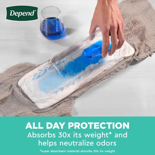 Vista 3 de Depend Fresh Protection - Pañales para adultos, ropa interior para incontinencia para hombres, desechables, máximo, pequeño/mediano, gris, 19