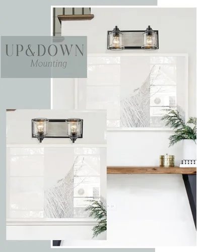 Vista 5 de Luces de tocador para baño grandes de 15.8 pulgadas, lámpara de tocador rústica de granja con pantallas de vidrio burbuja, accesorios de iluminación
