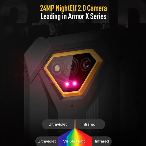 Vista 4 de Ulefone Armor X13 12GB+64GB Smartphone resistente desbloqueado, MTK Helio G36 Android 14, cámara de visión nocturna de 50 MP+24 MP, 6.52 pulgadas