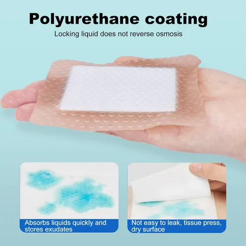Vista 4 de 8 vendajes de espuma de silicona con borde suave de 4 x 4, vendajes de silicona impermeables para el cuidado de heridas, parches para úlceras