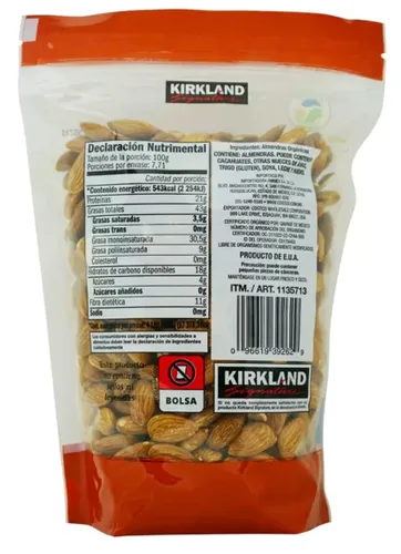 Vista 2 de Kirkland Almendras orgánicas exclusivas, 1.7 libras