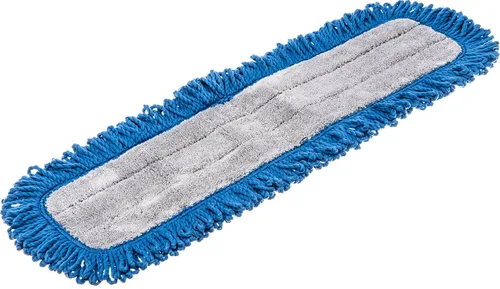 Vista 3 de FLO-PAC - Almohadilla para trapeador seco, flecos en bucle con centro de microfibra para limpieza de suelos y paredes, 18 pulgadas, azul