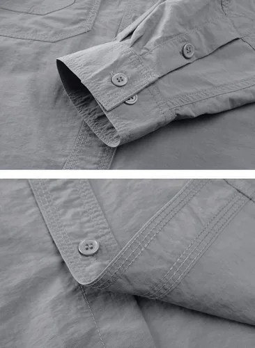 Vista 4 de TACVASEN Camisas de manga larga de secado rápido para hombre, transpirables, ligeras, protección solar, senderismo, pesca