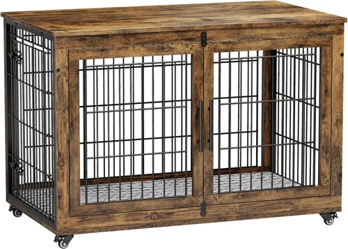 Vista 17 de Lulive Mueble de Jaula para Perros Pequeños, Perrera para Perros de Interior con Puertas Dobles de Madera, Jaula para Perros de 27.1'' de Servicio