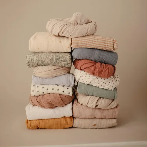 Vista 8 de mushie Sábana bajera ajustable de muselina extra suave para cuna, 192 hilos, 28 x 52 pulgadas (azul bebé)