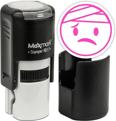 Vista 47 de MaxMark Sello de Emoji Autoentintado Redondo - Enojada - Tinta Negra